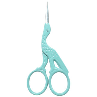 Stork Scissors - Aqua green 3.5'' embroidery scissors with powder coating blade and mirror finish, made of stainless steel.