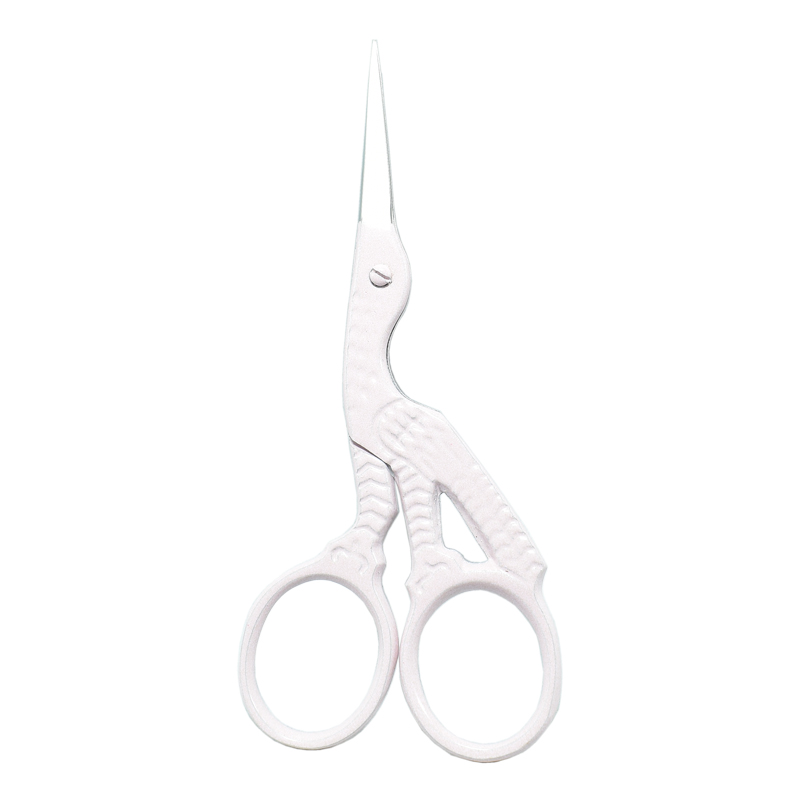 Stork Scissors 216 Precision-crafted embroidery scissors, 3.5” in with Light Peach powder coating and mirror finish blades.