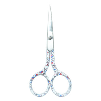 A pair of 4'' Lady Embroidery Scissors with soft-grip handles, available in assorted colors.
