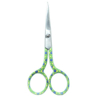 A pair of 4'' Lady Embroidery Scissors with soft-grip handles, available in assorted colors.