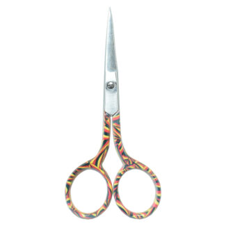 A pair of 4'' Lady Embroidery Scissors with soft-grip handles, available in assorted colors.