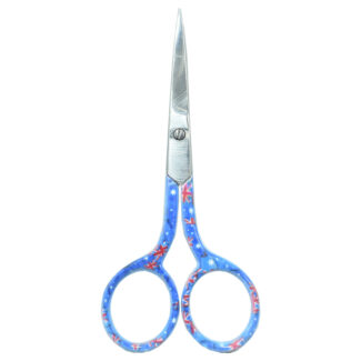 A pair of 4'' Lady Embroidery Scissors with soft-grip handles, available in assorted colors.